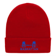 Manhattan Bridge Embroidered 12 Inch Knitted Long Beanie