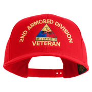 U.S. Army 2nd Armored Division Embroidered Retro Cotton Blend Snapback Cap - Red OSFM