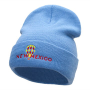 New Mexico Hot Air Balloon Embroidered 12 Inch Long Knitted Beanie