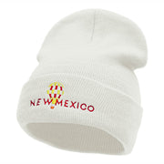 New Mexico Hot Air Balloon Embroidered 12 Inch Long Knitted Beanie