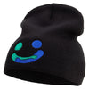 Holding Each Other with Smile Embroidered 8 inch Acrylic Short Beanie - Black OSFM