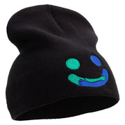 Holding Each Other with Smile Embroidered 8 inch Acrylic Short Beanie - Black OSFM