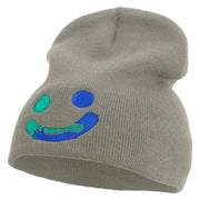 Holding Each Other with Smile Embroidered 8 inch Acrylic Short Beanie - Grey OSFM