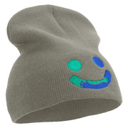 Holding Each Other with Smile Embroidered 8 inch Acrylic Short Beanie - Grey OSFM