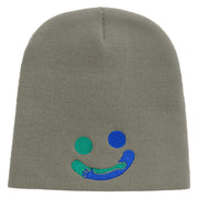 Holding Each Other with Smile Embroidered 8 inch Acrylic Short Beanie - Grey OSFM