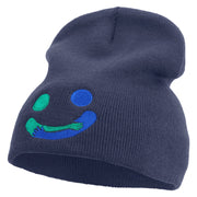 Holding Each Other with Smile Embroidered 8 inch Acrylic Short Beanie - Navy OSFM