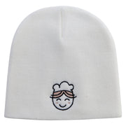 Cute Bakery Embroidered 8 inch Acrylic Short Beanie - White OSFM