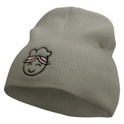 Cute Bakery Embroidered 8 inch Acrylic Short Beanie - Grey OSFM