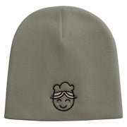 Cute Bakery Embroidered 8 inch Acrylic Short Beanie - Grey OSFM