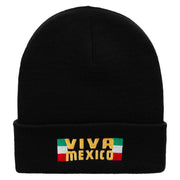 Viva Mexico Flag Embroidered 12 Inch Long Knitted Beanie