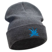 El Blue Agave Embroidered 12 Inch Long Knitted Beanie