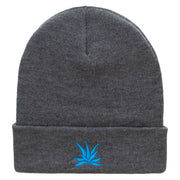 El Blue Agave Embroidered 12 Inch Long Knitted Beanie