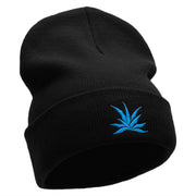 El Blue Agave Embroidered 12 Inch Long Knitted Beanie