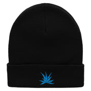 El Blue Agave Embroidered 12 Inch Long Knitted Beanie