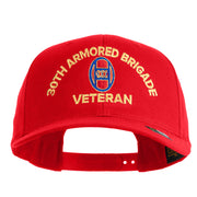 U.S. Army 30th Armored Brigade Embroidered Retro Cotton Blend Snapback Cap - Red OSFM