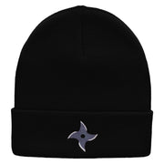 Ninja Star Embroidered 12 Inch Long Knitted Beanie