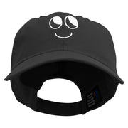 Smile Face Embroidered Low Profile Dyed Cotton Twill Cap - Black OSFM