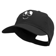 Smile Face Embroidered Low Profile Dyed Cotton Twill Cap - Black OSFM