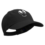 Smile Face Embroidered Low Profile Dyed Cotton Twill Cap - Black OSFM