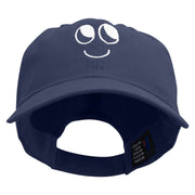 Smile Face Embroidered Low Profile Dyed Cotton Twill Cap - Navy OSFM