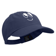 Smile Face Embroidered Low Profile Dyed Cotton Twill Cap - Navy OSFM