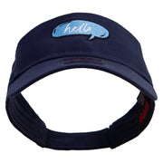 Hello Talk Bubble Embroidered Cotton Twill Sun Visor - Navy OSFM