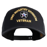U.S. Army 2nd Infantry Division Embroidered Retro Cotton Blend Snapback Cap - Black OSFM