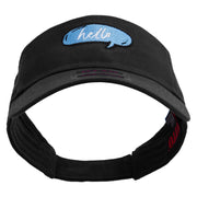 Hello Talk Bubble Embroidered Cotton Twill Sun Visor - Black OSFM