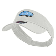 Hello Talk Bubble Embroidered Cotton Twill Sun Visor - White OSFM