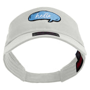 Hello Talk Bubble Embroidered Cotton Twill Sun Visor - White OSFM