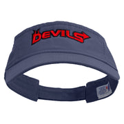 Devils Embroidered Pro Style Cotton Twill Washed Visor - Navy OSFM