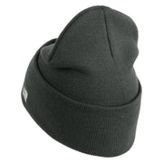 U.S. Army 1st Ranger Battalion Logo Embroidered 12 Inch Solid Knit Cuff Long Beanie Made in USA - Graphite OSFM