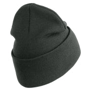 U.S. Army 1st Ranger Battalion Logo Embroidered 12 Inch Solid Knit Cuff Long Beanie Made in USA - Graphite OSFM
