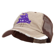 Purple Monster Embroidered Low Profile Special Cotton Mesh Cap - Brown OSFM