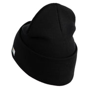 U.S. Army 1st Ranger Battalion Logo Embroidered 12 Inch Solid Knit Cuff Long Beanie Made in USA - Black OSFM