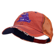 Purple Monster Embroidered Low Profile Special Cotton Mesh Cap - Orange OSFM