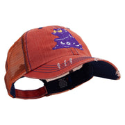 Purple Monster Embroidered Low Profile Special Cotton Mesh Cap - Orange OSFM