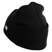 U.S. Army 2nd Ranger Battalion Logo Embroidered 12 Inch Solid Knit Cuff Long Beanie Made in USA - Black OSFM