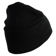 U.S. Army 2nd Ranger Battalion Logo Embroidered 12 Inch Solid Knit Cuff Long Beanie Made in USA - Black OSFM