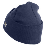 U.S. Army 2nd Ranger Battalion Logo Embroidered 12 Inch Solid Knit Cuff Long Beanie Made in USA - Navy OSFM