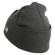 U.S. Army 2nd Ranger Battalion Logo Embroidered 12 Inch Solid Knit Cuff Long Beanie Made in USA - Charcoal OSFM