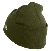 U.S. Army 2nd Ranger Battalion Logo Embroidered 12 Inch Solid Knit Cuff Long Beanie Made in USA - Olive OSFM