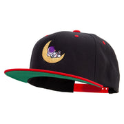 Astronaut on the Moon Embroidered Wool Blend 2 Tone Classic Snapback - Black-Red OSFM