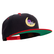 Astronaut on the Moon Embroidered Wool Blend 2 Tone Classic Snapback - Black-Red OSFM