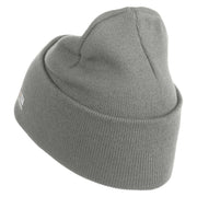 U.S. Army 3rd Ranger Battalion Logo Embroidered 12 Inch Solid Knit Cuff Long Beanie Made in USA - Dark-Ash OSFM