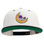 Astronaut on the Moon Embroidered Wool Blend 2 Tone Classic Snapback - Natural-Black OSFM