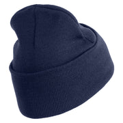 U.S. Army 3rd Ranger Battalion Logo Embroidered 12 Inch Solid Knit Cuff Long Beanie Made in USA - Navy OSFM