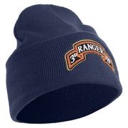 U.S. Army 3rd Ranger Battalion Logo Embroidered 12 Inch Solid Knit Cuff Long Beanie Made in USA - Navy OSFM