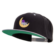 Astronaut on the Moon Embroidered Wool Blend 2 Tone Classic Snapback - Black-Silver OSFM