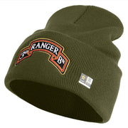 U.S. Army 3rd Ranger Battalion Logo Embroidered 12 Inch Solid Knit Cuff Long Beanie Made in USA - Olive OSFM